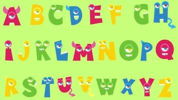 animated alphabet in green background video