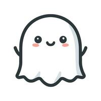 Cute ghost character icon. Happy halloween holiday, spooky symbol, horror night. Flat vector illustration, EPS 10.