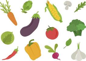 Vegetables set in doodle style. Organic Products. Healthy food vector