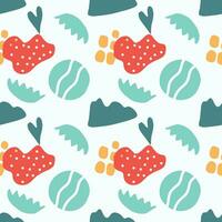 Seamless abstraction, colorful shapes and doodle objects. Abstract contemporary modern trendy vector illustration. All elements are isolated. Vector illustration