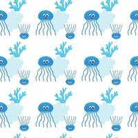 Seamless pattern with fish in the line style. Wrapping paper, textile, texture sea background vector