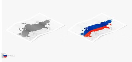 conjunto de dos realista mapa de Rusia con sombra. el bandera y mapa de Rusia en isométrica estilo. vector