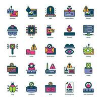 Cyber Crime icon pack for your website design, logo, app, and user interface. Cyber Crime icon filled color design. Vector graphics illustration and editable stroke.