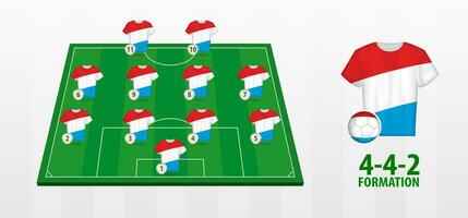 Luxembourg National Football Team Formation on Football Field. vector