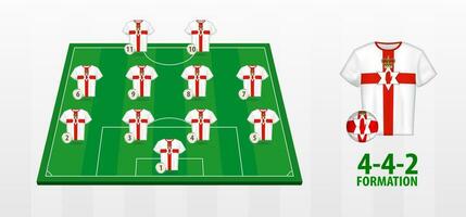 Northern Ireland National Football Team Formation on Football Field. vector