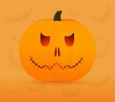 Pumpkin with skeleton face for Halloween. vector