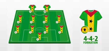 Sao Tome and Principe National Football Team Formation on Football Field. vector