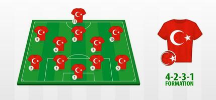 Turquía nacional fútbol americano equipo formación en fútbol americano campo. vector