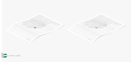 Set of two realistic map of Sierra Leone with shadow. The flag and map of Sierra Leone in isometric style. vector