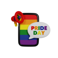 Rainbow Phone with Loudspeaker, Pride Month Human Rights, 3D render icon png