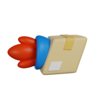 Rocket Box Fast Delivery 3D render icon png