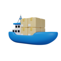Cargo Ship Delivery 3D render icon png