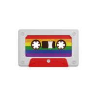 Rainbow Retro Vintage Cassette 3D render icon png