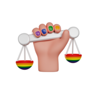 mano sostener escamas, orgullo mes, humano derechos, social justicia, 3d hacer icono png