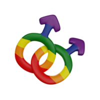 Two interlocking male symbols, gay male symbol 3D render icon png
