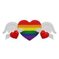 LGBTQ Heart with Wings, Pride Month 3D render icon png