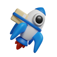 Fast Rocket Delivery 3D render icon png