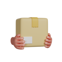 Courier Hands Hold the Parcel 3D render icon png