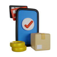 Pay Online, Phone and Box Delivery 3D icon png