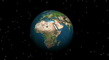 planeta tierra en un estrellado noche foto
