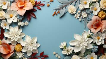 Bright beautiful creative flowers on a light background photo