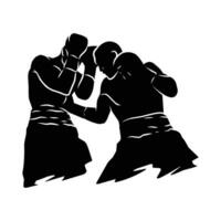 Boxer silueta mano dibujo. gráfico bienes en el formar de oscuridad de boxeo jugadores ese lata ser usado para antecedentes diseños vector