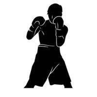 boxer silhouette hand drawing. graphic assets in the form of shadows of boxing players that can be used for background designs vector