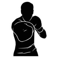 boxer silhouette hand drawing. graphic assets in the form of shadows of boxing players that can be used for background designs vector