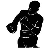 boxer silhouette hand drawing. graphic assets in the form of shadows of boxing players that can be used for background designs vector