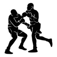 boxer silhouette hand drawing. graphic assets in the form of shadows of boxing players that can be used for background designs vector