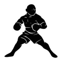 boxer silhouette hand drawing. graphic assets in the form of shadows of boxing players that can be used for background designs vector