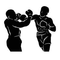 boxer silhouette hand drawing. graphic assets in the form of shadows of boxing players that can be used for background designs vector