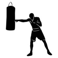 boxer silhouette hand drawing. graphic assets in the form of shadows of boxing players that can be used for background designs vector