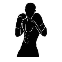 boxer silhouette hand drawing. graphic assets in the form of shadows of boxing players that can be used for background designs vector