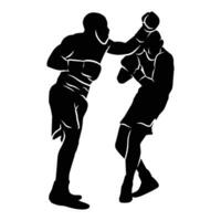 boxer silhouette hand drawing. graphic assets in the form of shadows of boxing players that can be used for background designs vector