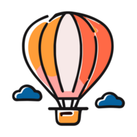 Hot air balloon in the sky isolated on the background, generative AI png