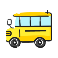 Yellow school bus clip art idea design for transportation to school, generative AI png