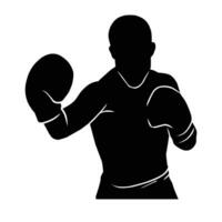 boxer silhouette hand drawing. graphic assets in the form of shadows of boxing players that can be used for background designs vector