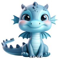 Cute Blue Dragon year AI Generative png