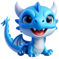 Cute Blue Dragon year AI Generative png