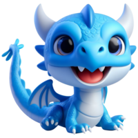 mignonne bleu dragon année ai génératif png