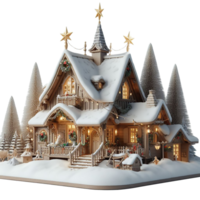 Chiristmas snow vintage cottage AI generative png