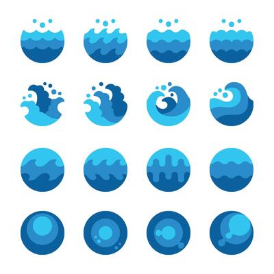 ocean wave icon set,vector and illustration