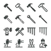 nail and hammer icon set,vector and illustration vector