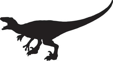 Velociraptor black silhouette isolated background vector