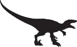 Velociraptor black silhouette isolated background vector