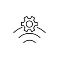 Gear over Wi Fi Waves Isolated Line Icon. Perfect for web sites, apps, UI, internet, shops, stores. Simple image drawn with black thin line vector