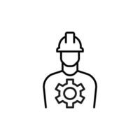 Gear by Builder Isolated Line Icon. Perfect for web sites, apps, UI, internet, shops, stores. Simple image drawn with black thin line vector