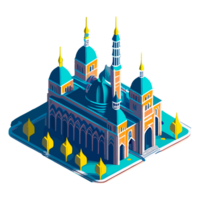 illustration de coloré mosquée isométrique vue png