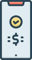 color icon for paying vector